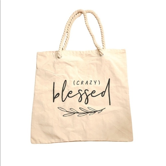 3/$25 🙌🏼 Crazy Blessed Canvas Rope Handle Tote - Picture 1 of 2